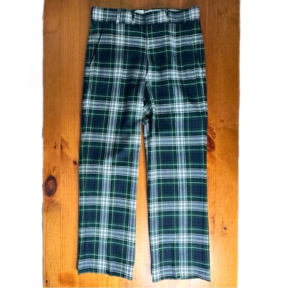 Vintage LL Bean Plaid Tartan Trousers Blue Green White 70s 80s unisex size m - Picture 5 of 14
